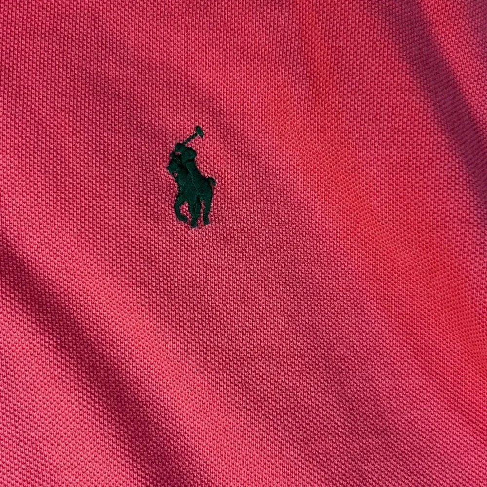 Polo Ralph Lauren Mens Coral Pink Short Sleeve Pique Polo Shirt Green Pony L